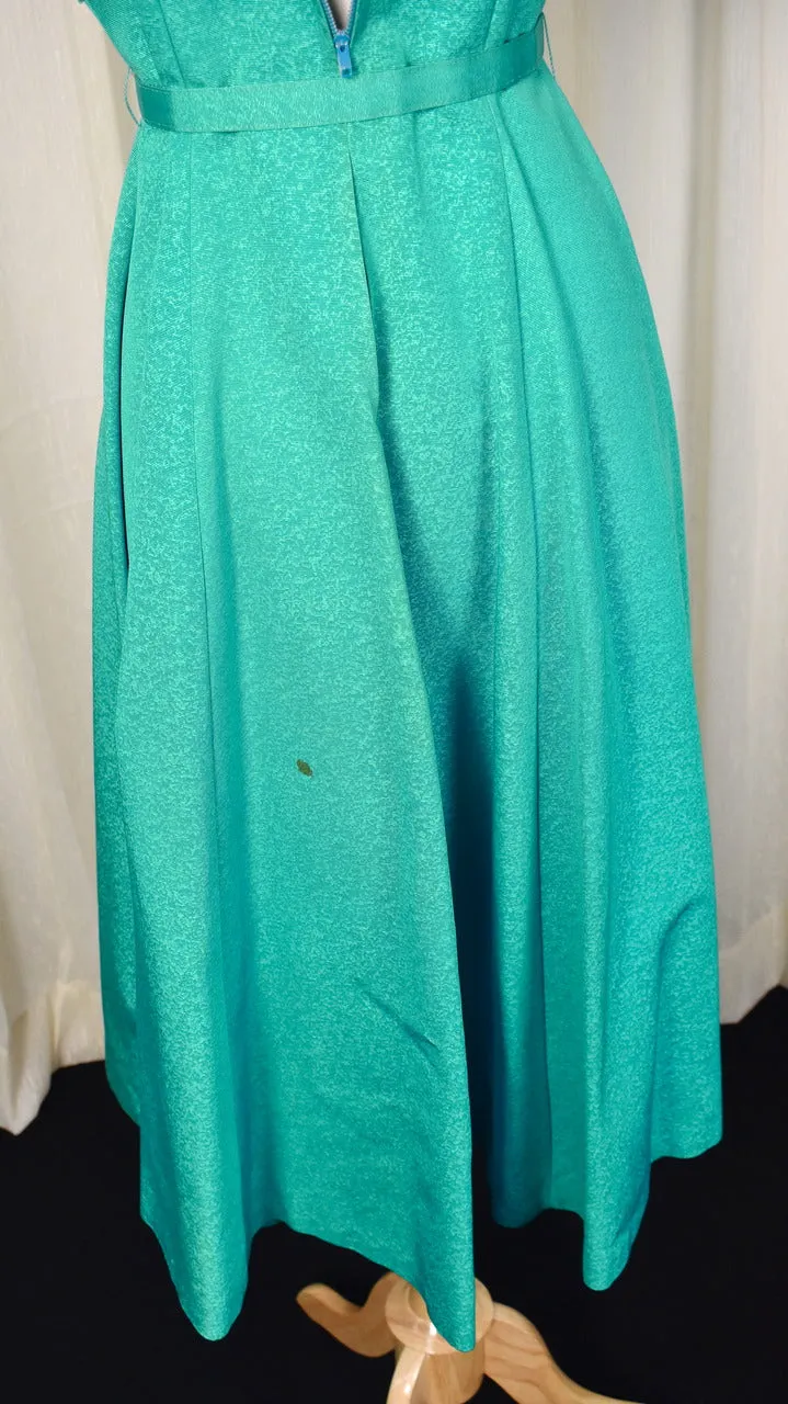 1950s Vintage Teal Rhinestone Swing Dress