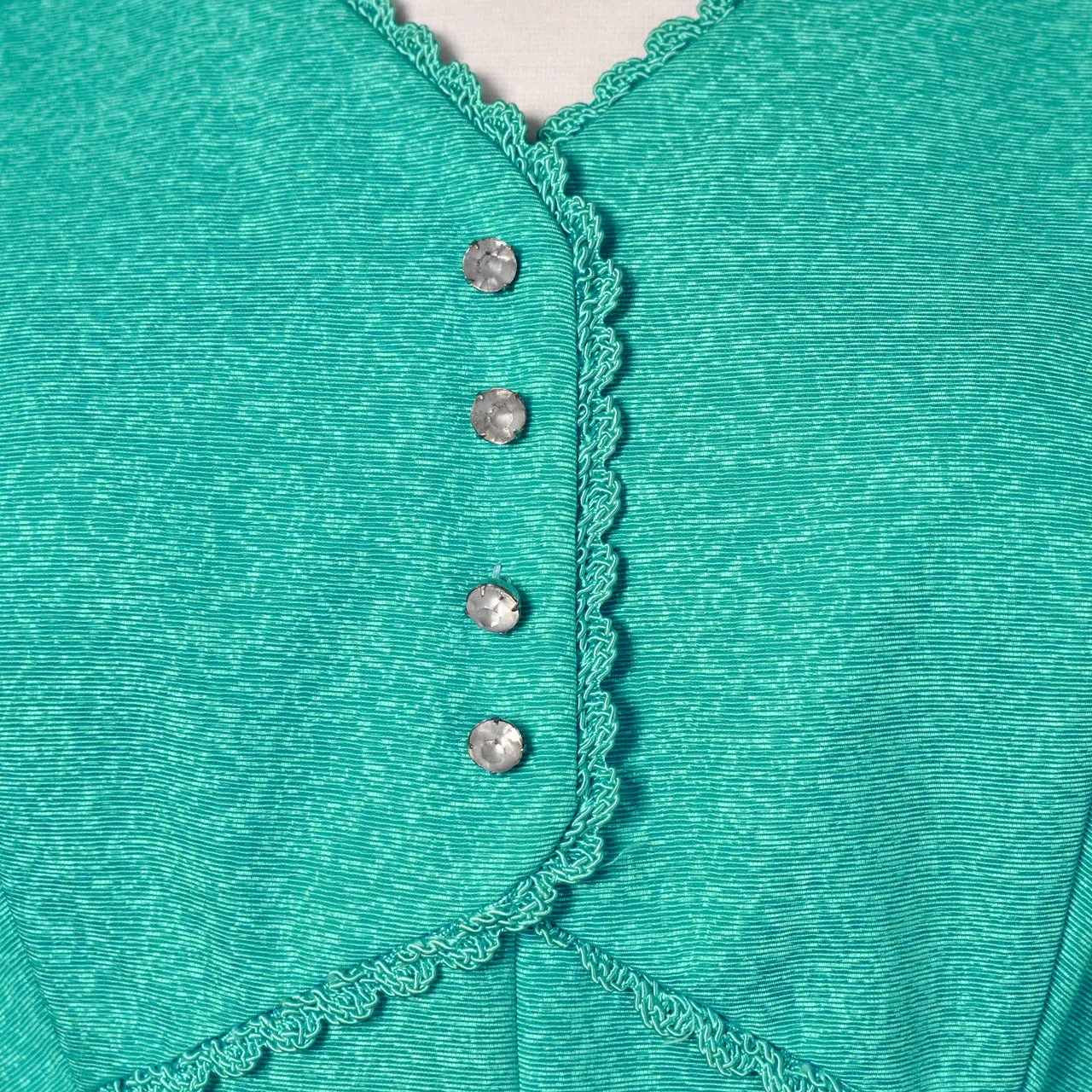1950s Vintage Teal Rhinestone Swing Dress