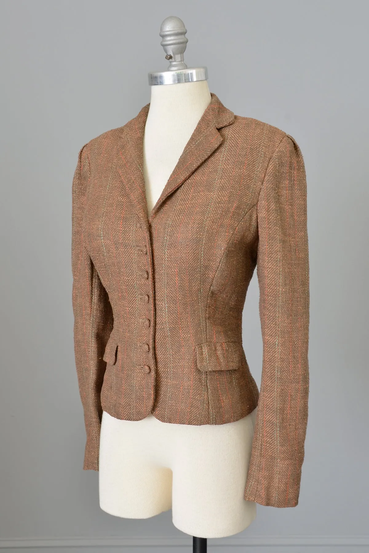 1970s Ralph Lauren Silk Tweed Cropped Riding Jacket