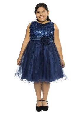 Big Girls Sequin Tulle Plus Size Party Dress 16.5-20.5