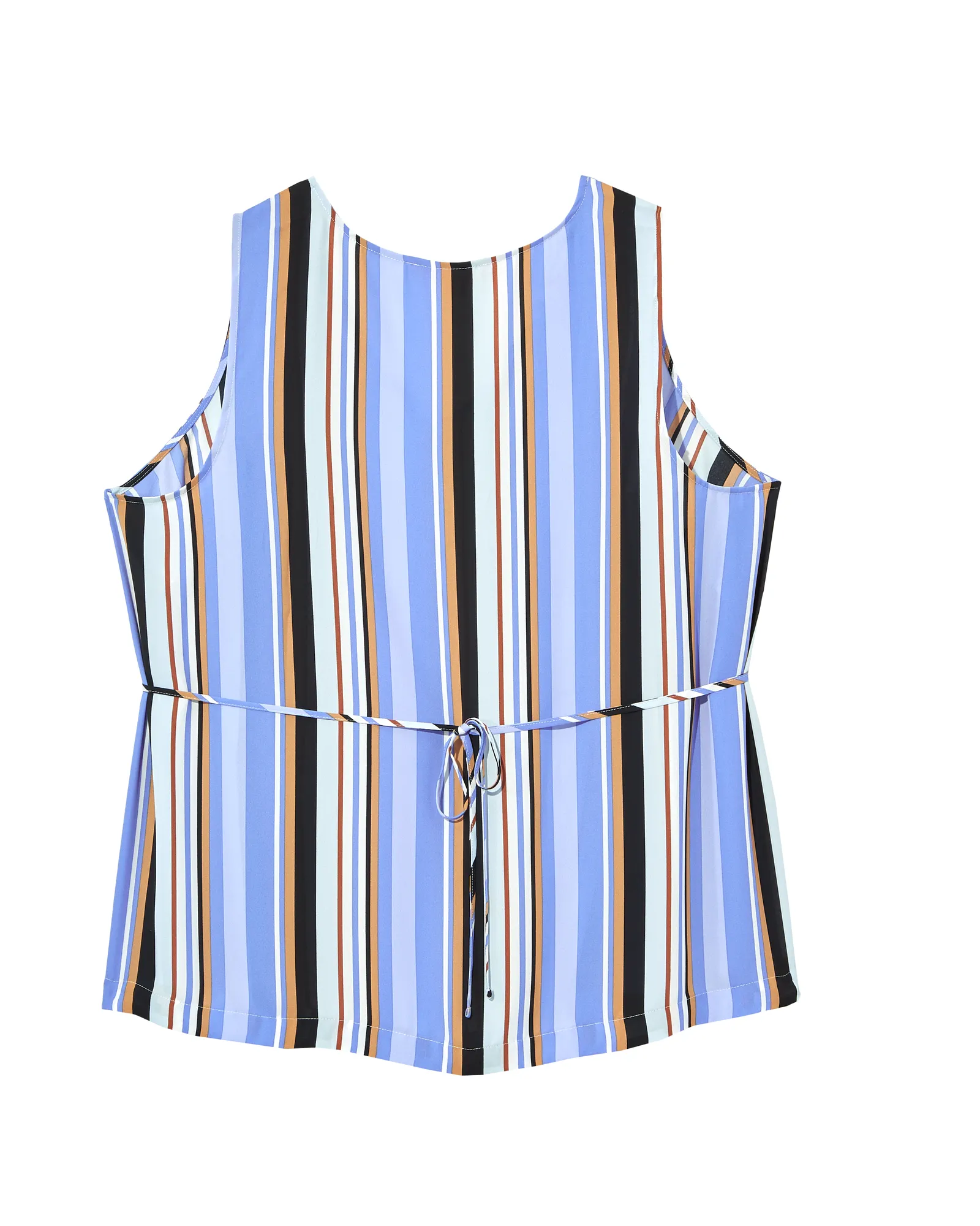 Carolina Sleeveless Blouse | Light Blue / Brown