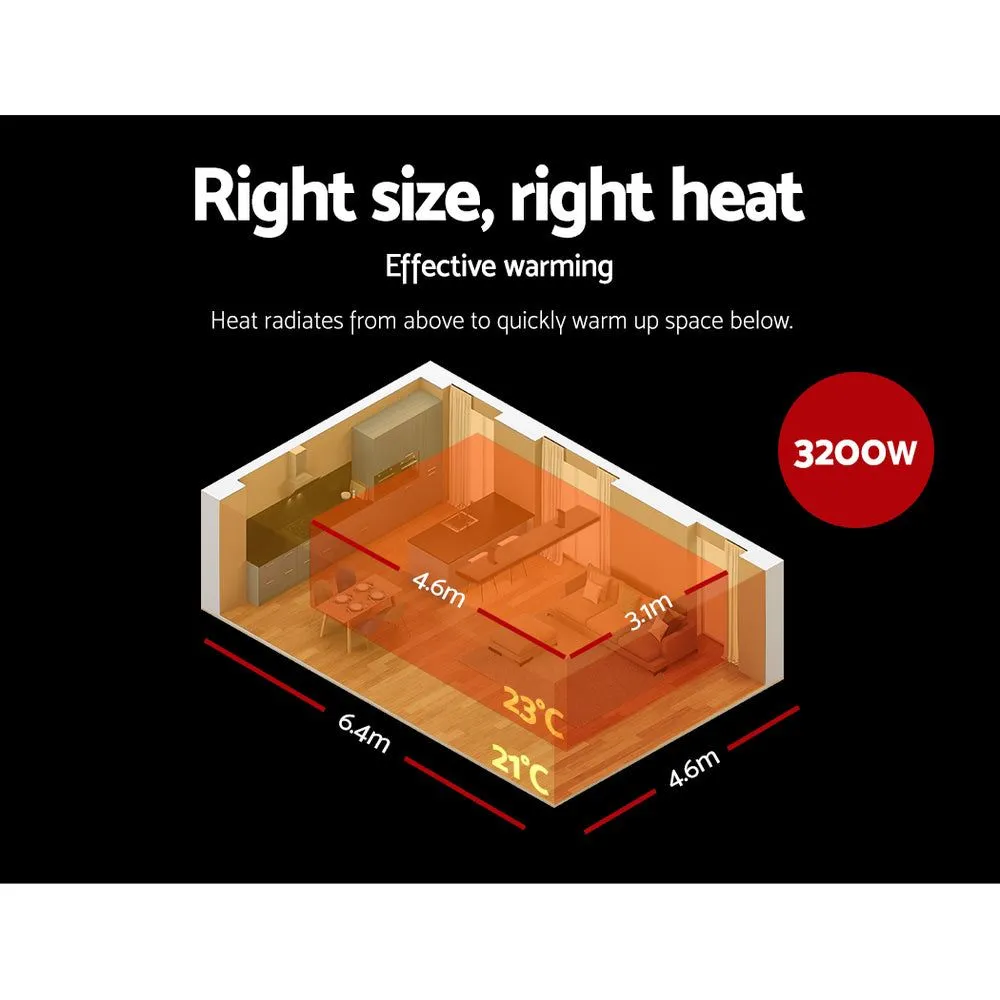 Electric Infrared Radiant Strip Heater 3200W Panel Heat Bar Remote Control