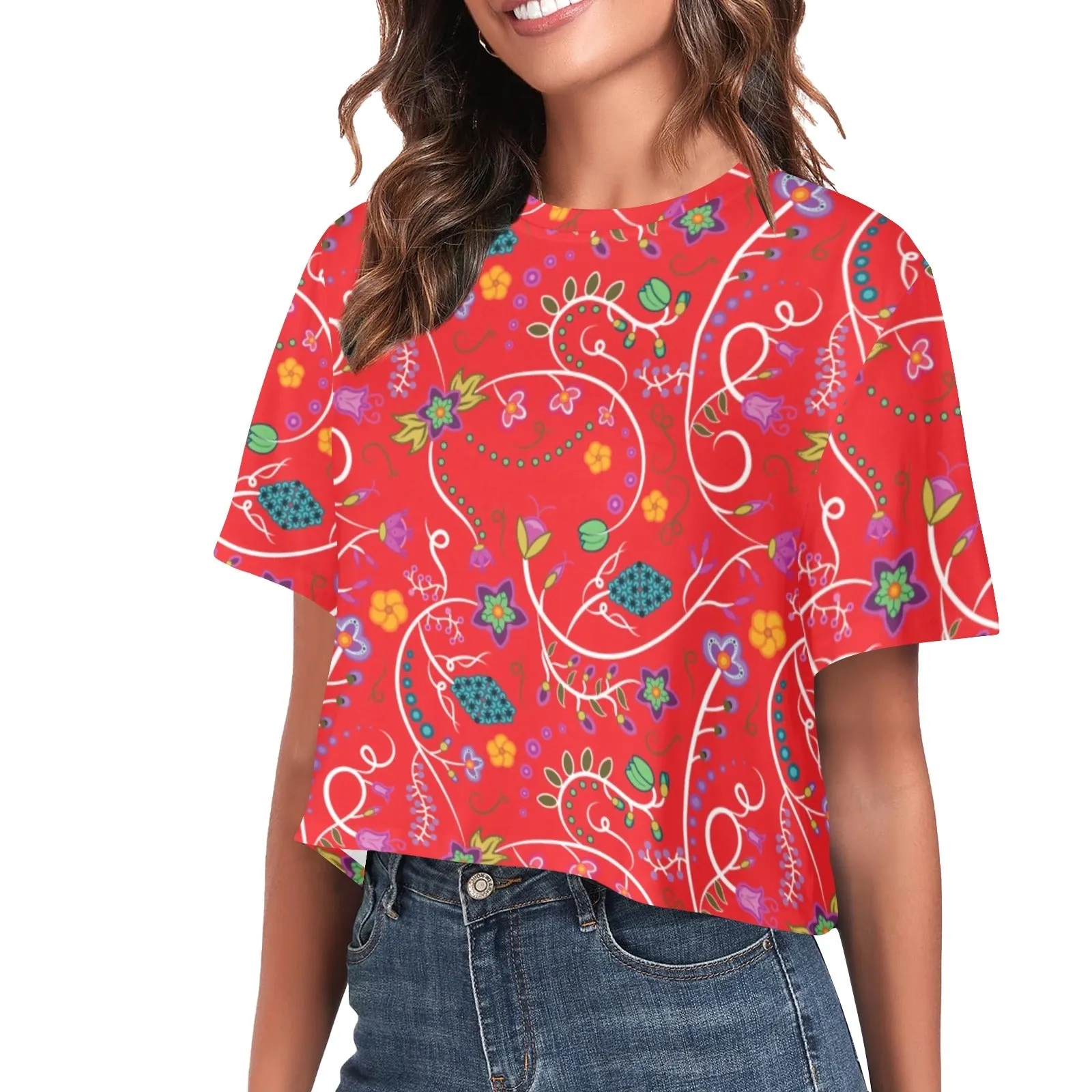 Fresh Fleur Fire Women's Cropped T-shirt