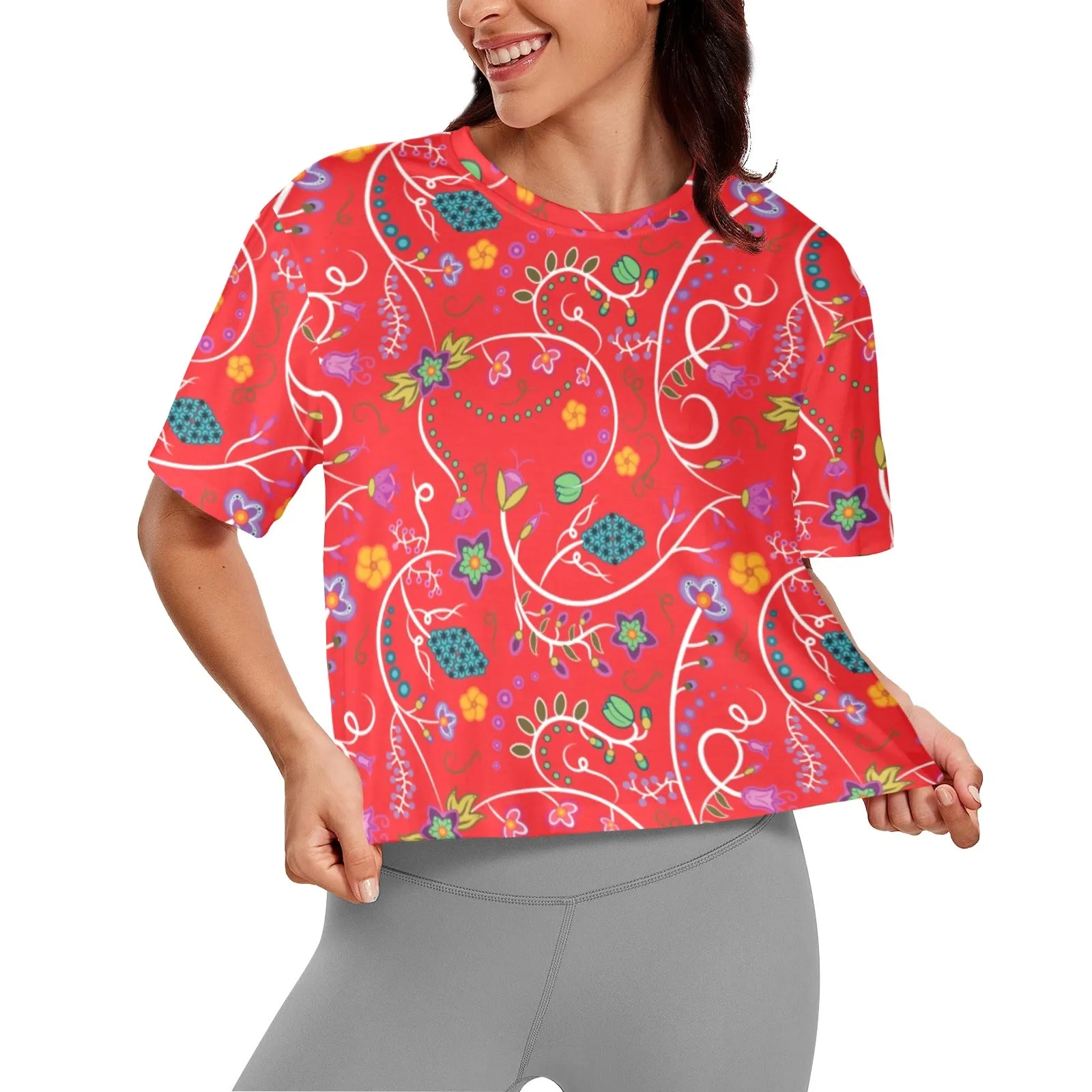 Fresh Fleur Fire Women's Cropped T-shirt