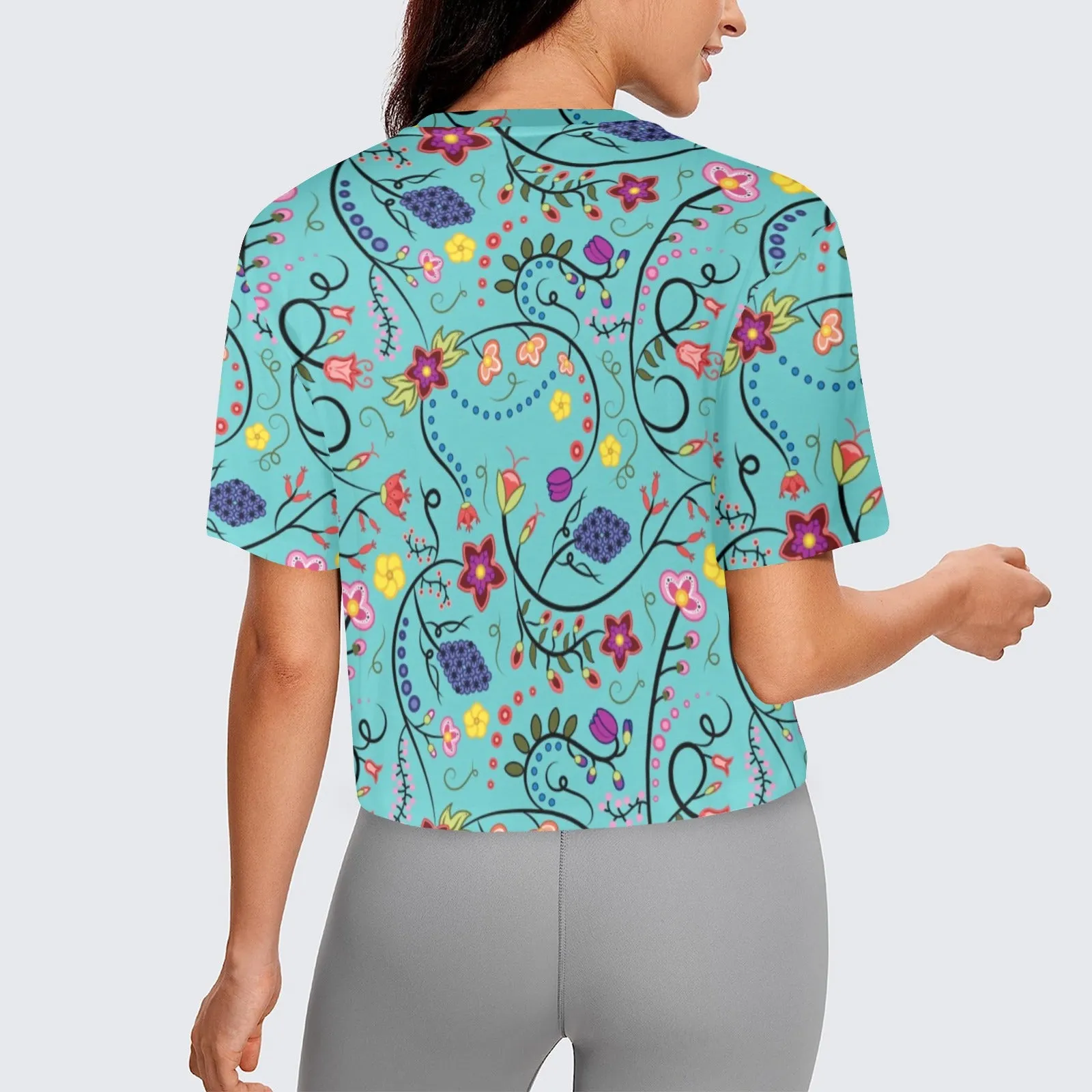 Fresh Fleur Sky Women's Cropped T-shirt