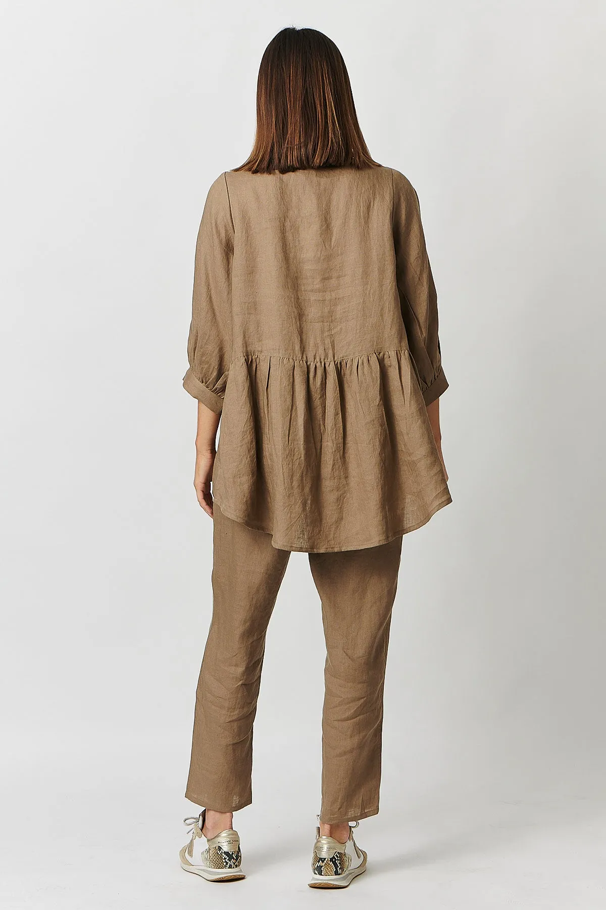 GA414 V Neck Swing Tunic in Tobacco