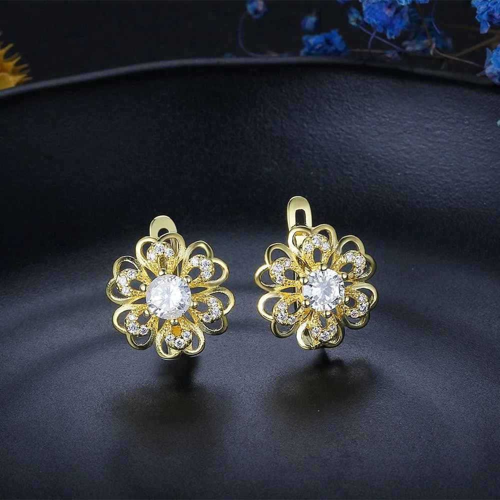 Gold Flower Hoop Earrings- Simple Earrings for Women