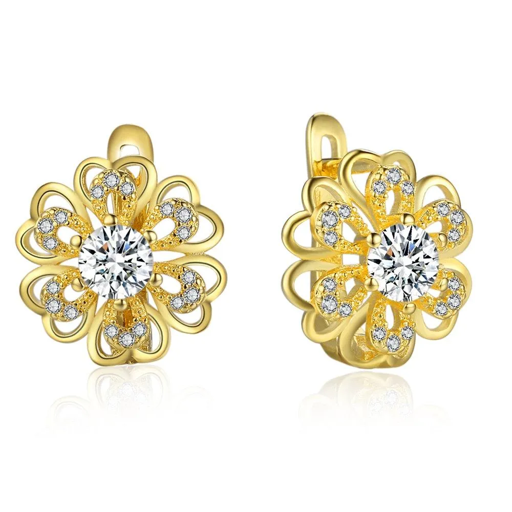 Gold Flower Hoop Earrings- Simple Earrings for Women