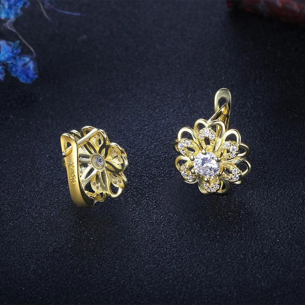Gold Flower Hoop Earrings- Simple Earrings for Women