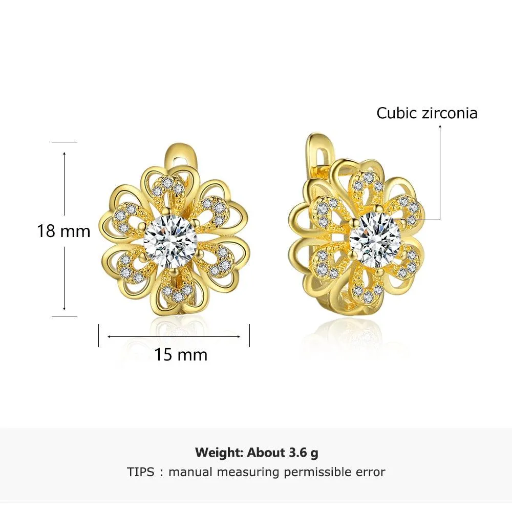 Gold Flower Hoop Earrings- Simple Earrings for Women