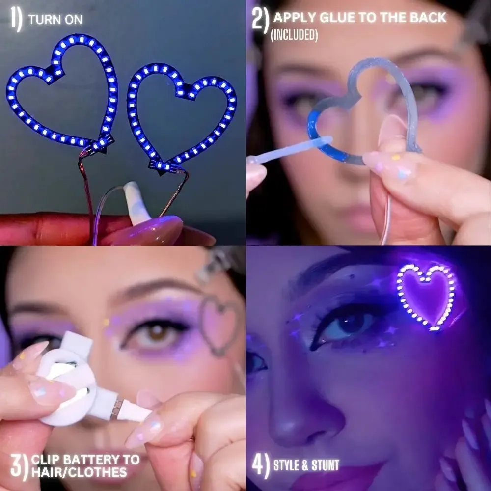 Hearts: LED Face Stickers