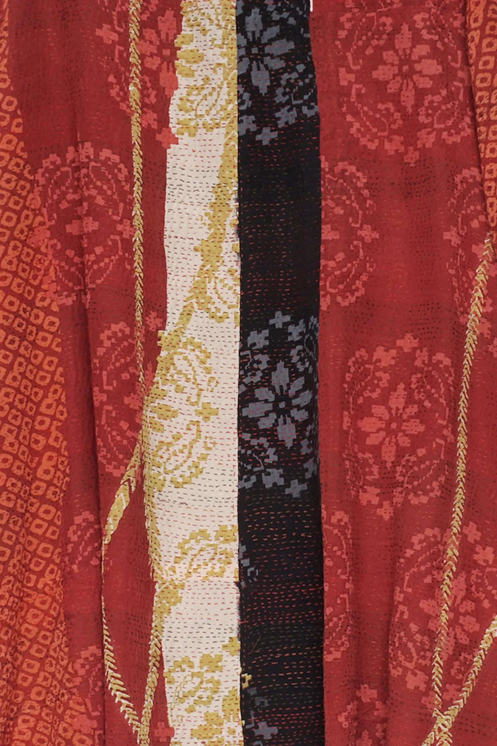 KIMONO PRINT KANTHA CIRCULAR LONG JKT