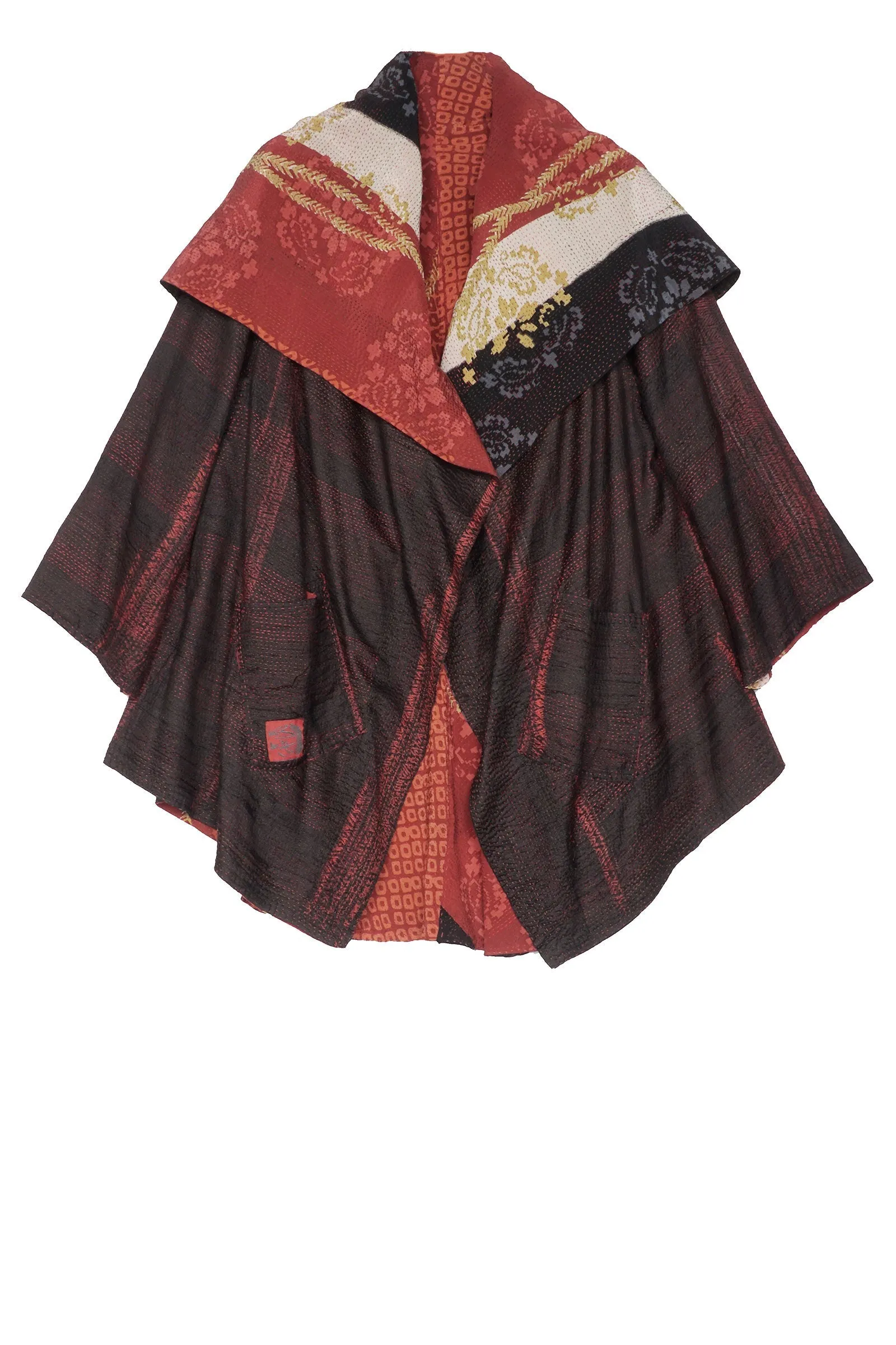 KIMONO PRINT KANTHA CIRCULAR LONG JKT