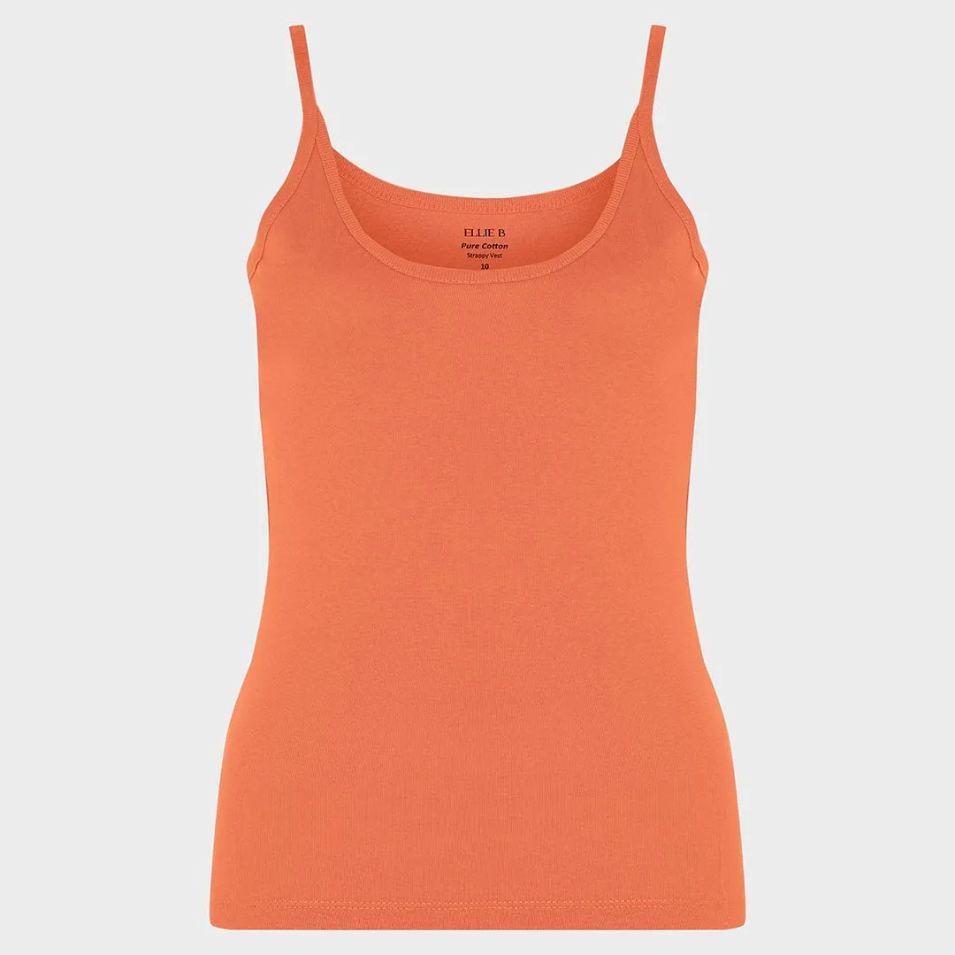 Ladies Essential Spaghetti Vest Coral