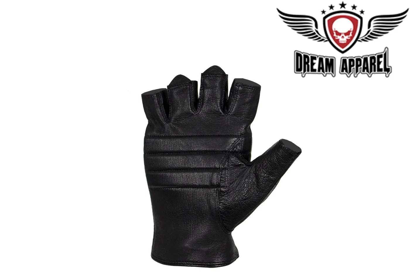 Men's Deer Skin Leather Fingerless Riding Gloves