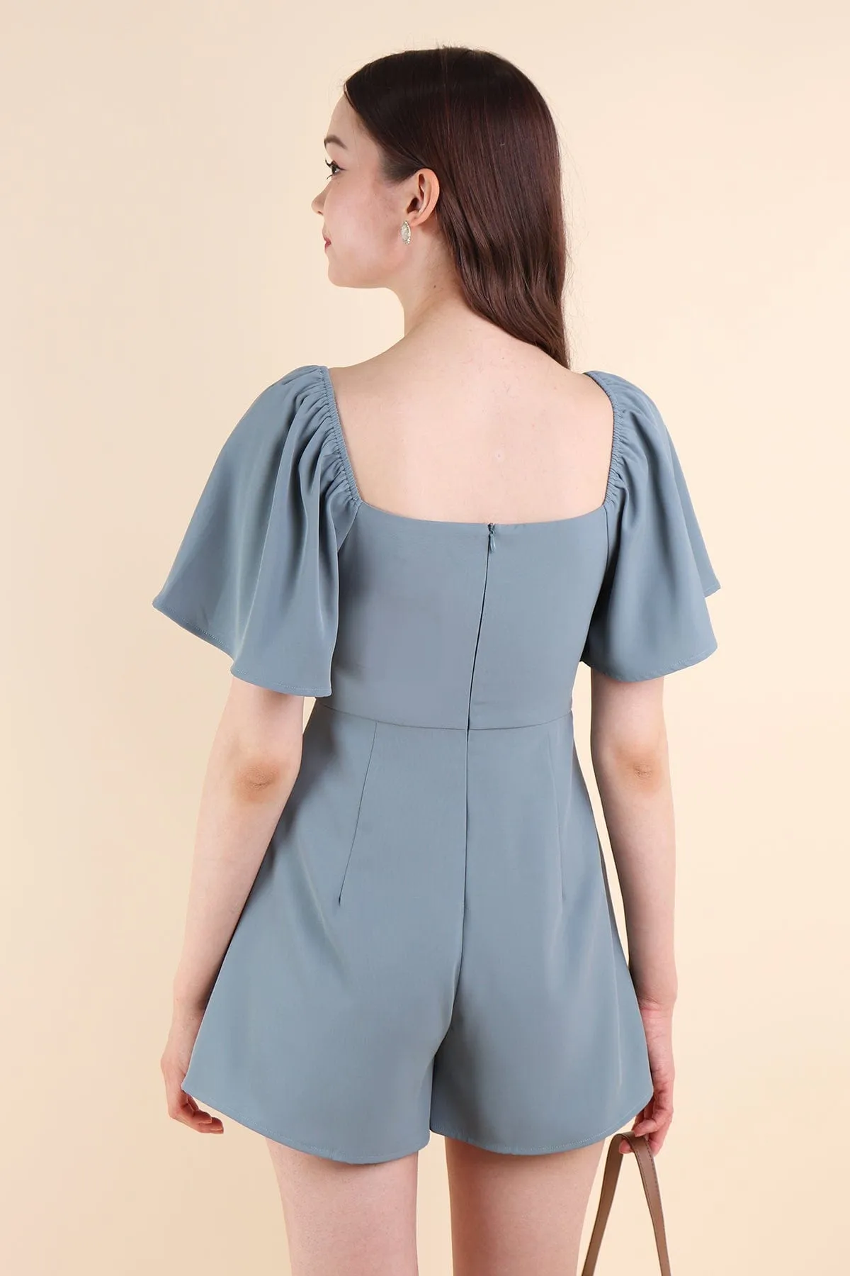 MEREDITH RUCHED ROMPER V2 IN TEAL