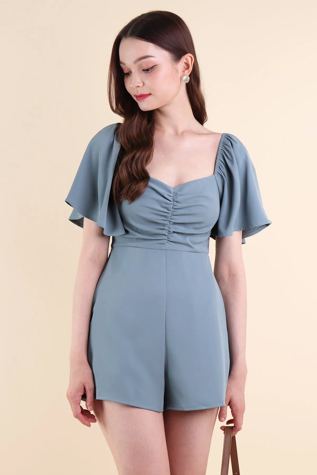 MEREDITH RUCHED ROMPER V2 IN TEAL