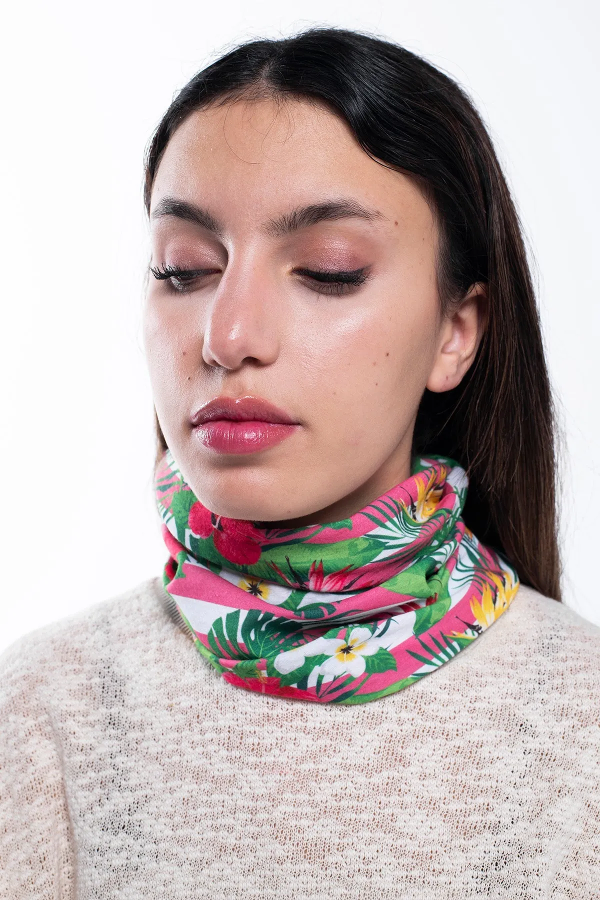 Multi Purpose Neck Scarf - Floral Stripes