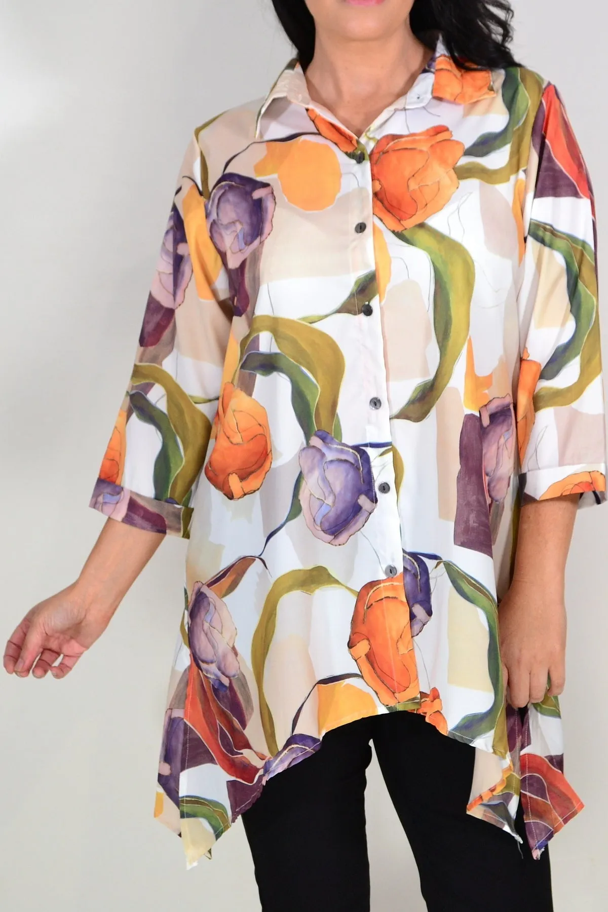 Orange Artwork Swirls Tunic Shirt