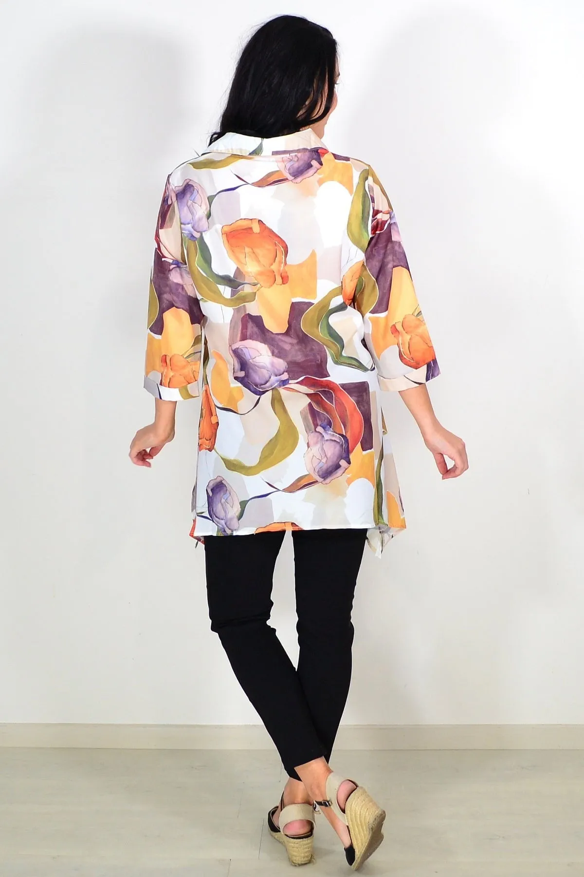Orange Artwork Swirls Tunic Shirt