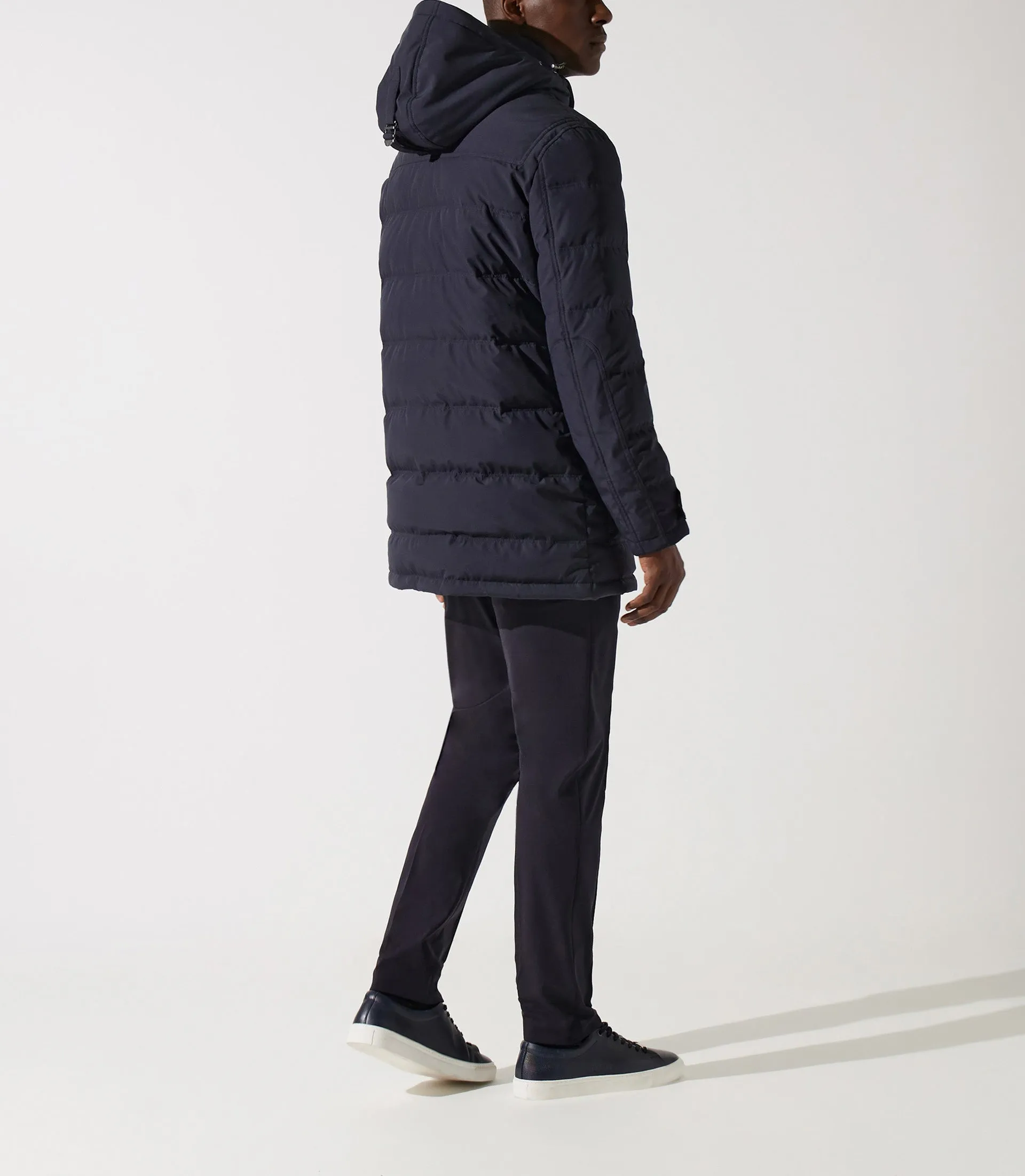 Parka longue à capuche matelassée marine MASSI