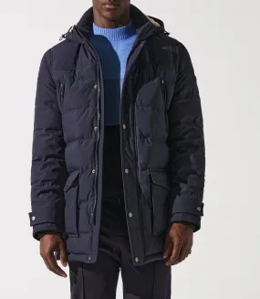 Parka longue à capuche matelassée marine MASSI