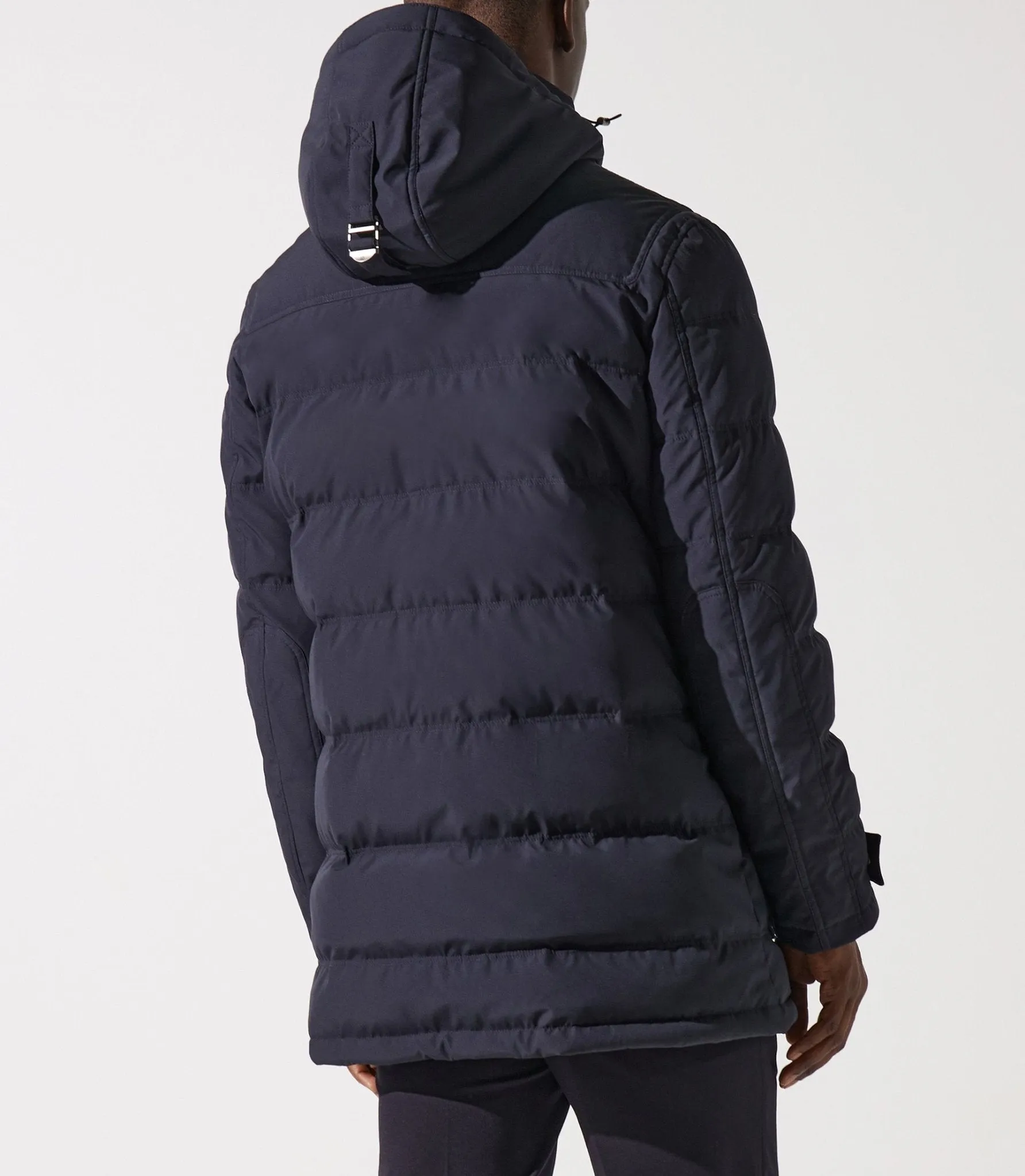 Parka longue à capuche matelassée marine MASSI