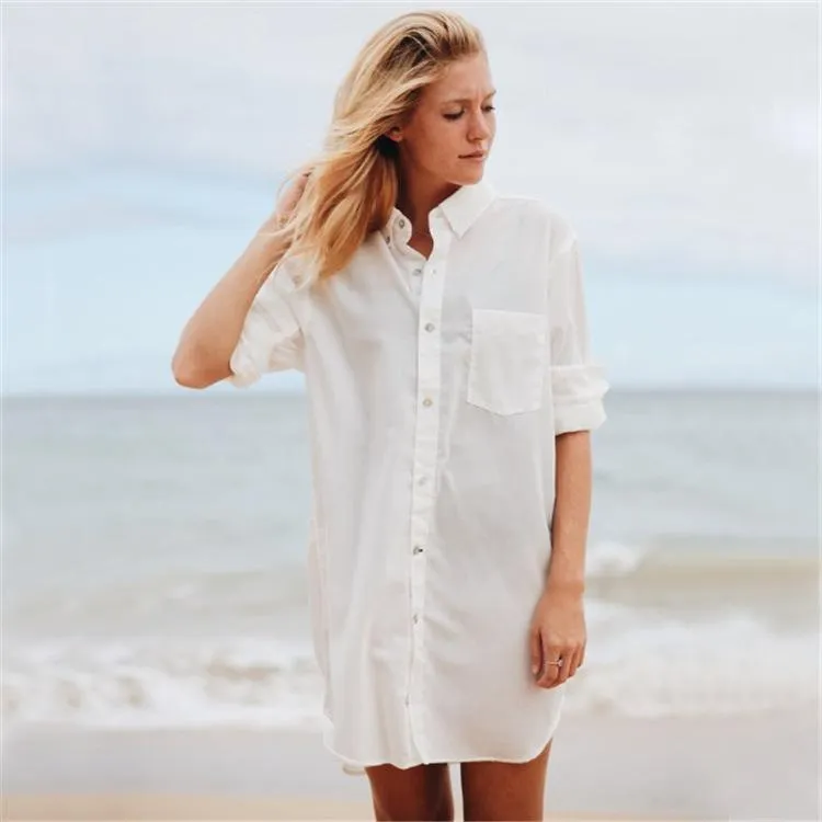 Single-breasted Shirt Beach Sunscreen Skirt Holiday Casual Skirt Bikini Blouse