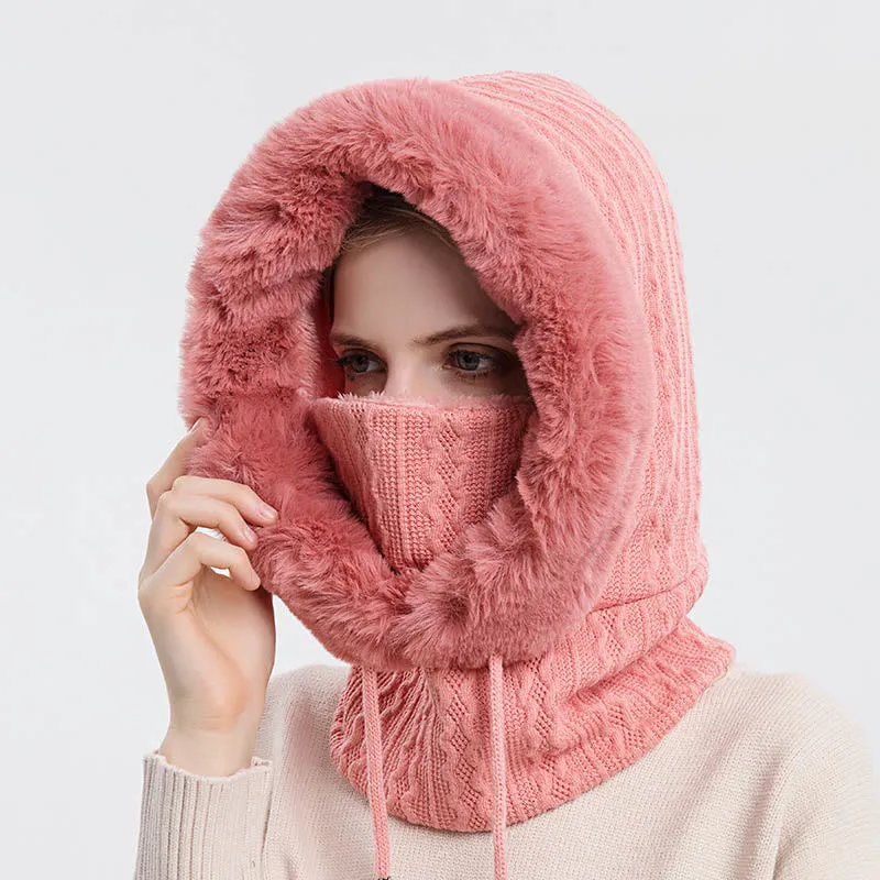 Solid Color Cold Protection Hooded Scarf