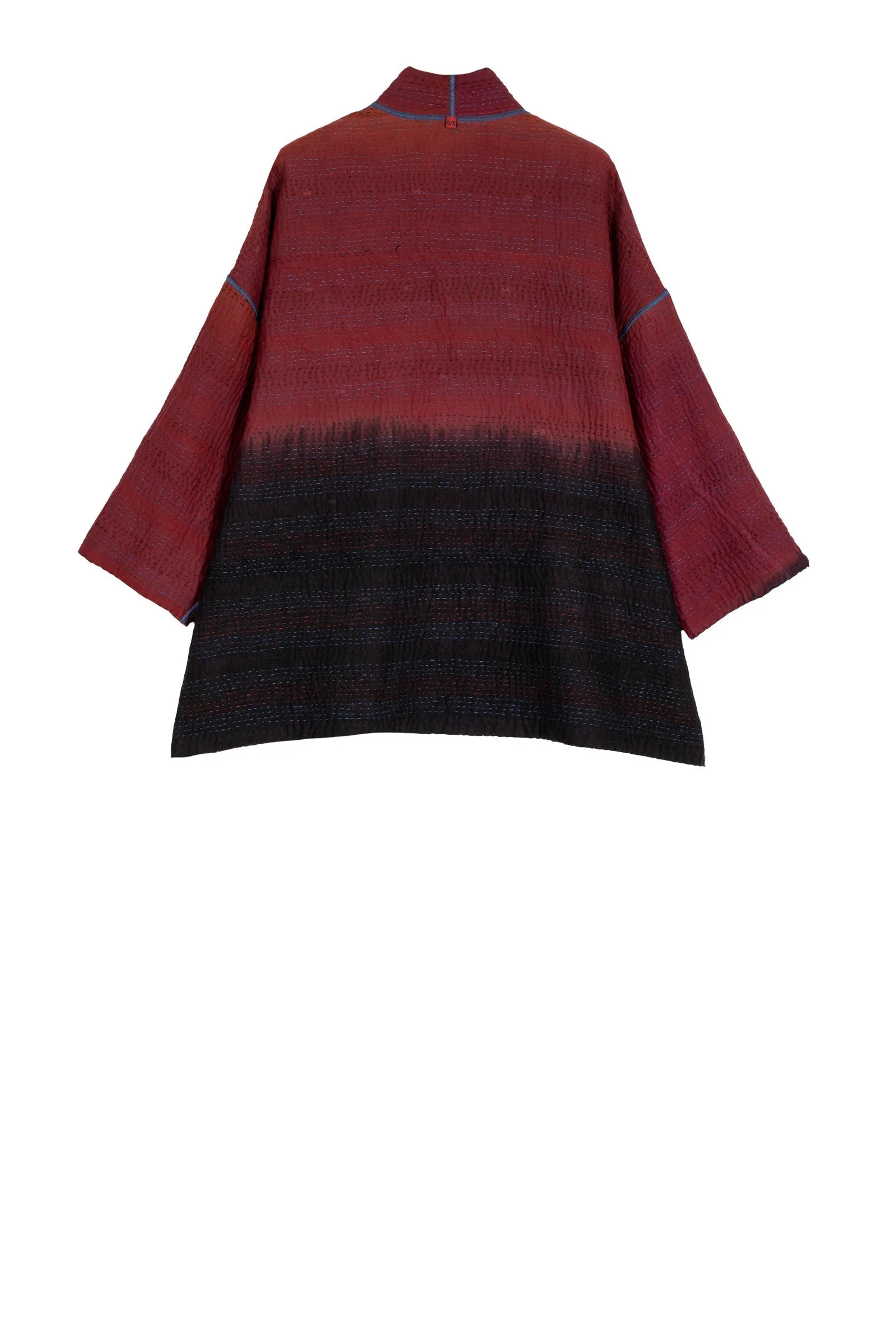 STRIPE AND BENDS KANTHA MINI KIMONO JACKET