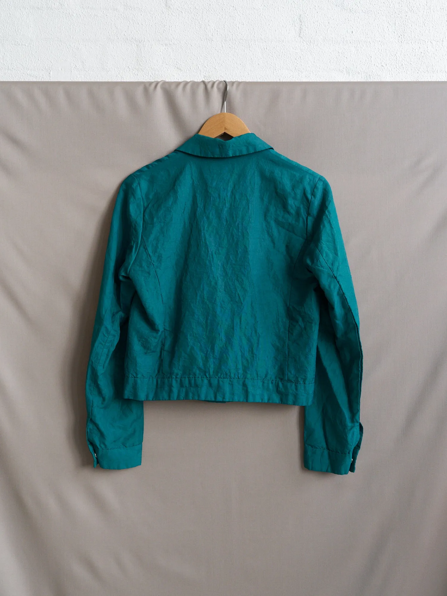 Tricot Comme des Garcons 1995 teal creased nylon snap button jacket - womens M S