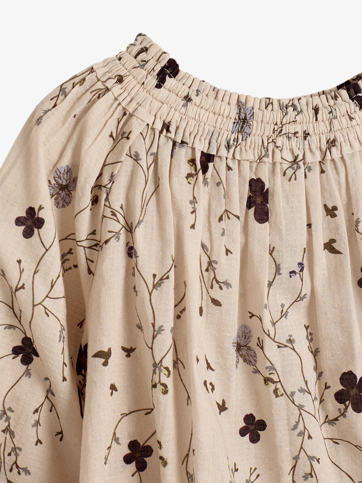 Tunic w. Floral Print - Little - Moonlight/Purple