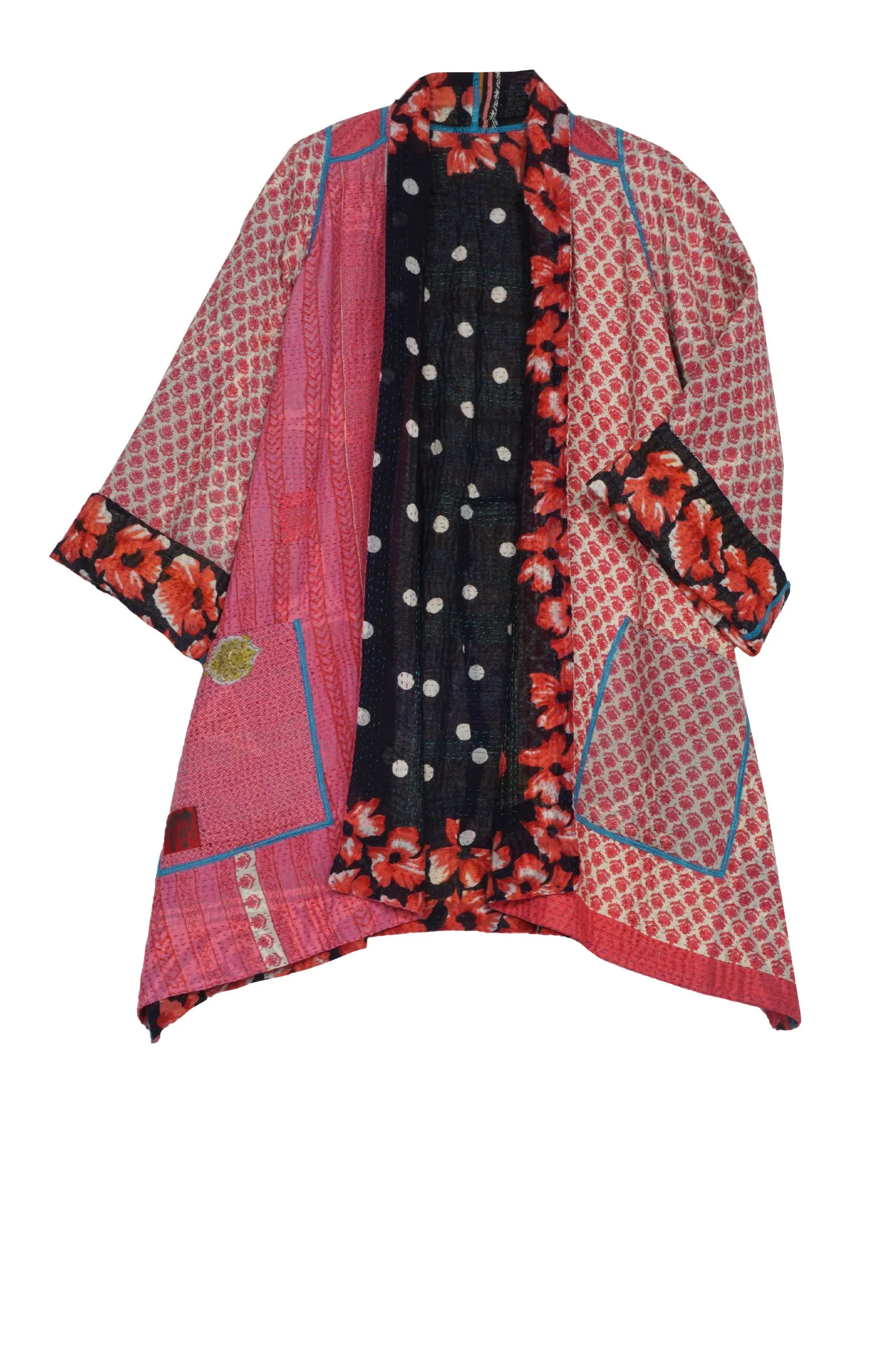 VINTAGE COTTON KANTHA A-LINE JACKET - cv4003-0403a -