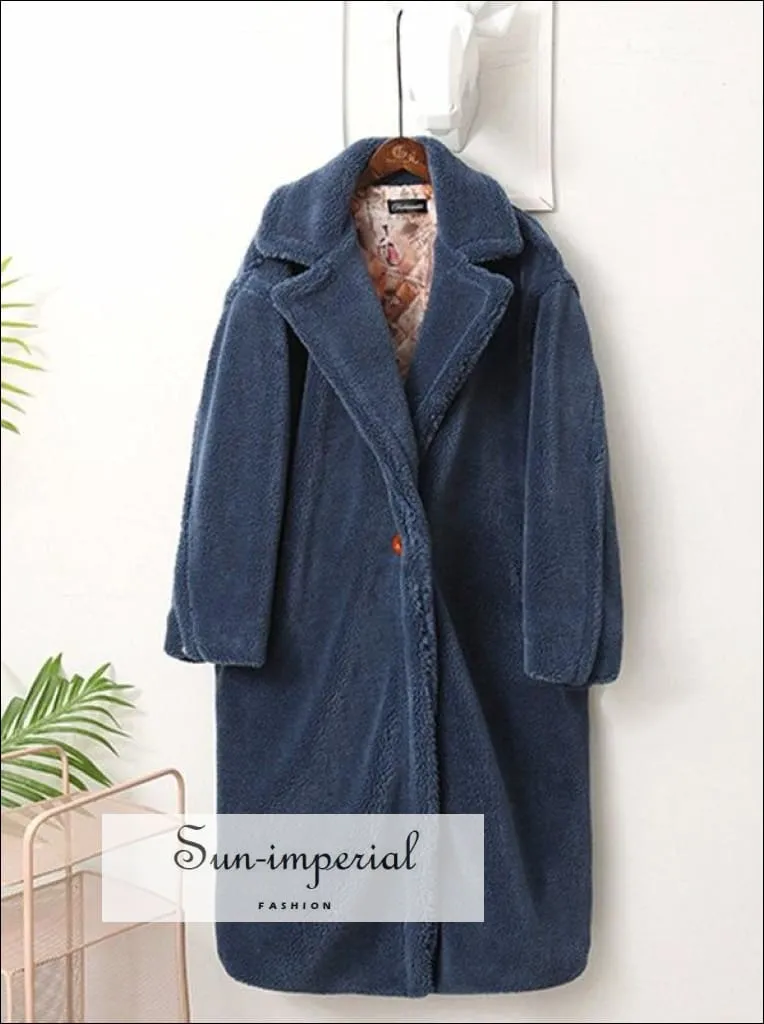 Women Winter Faux Fur Teddy Coat over Sized Solid Color Long Fur Coats Fluffy Jacket