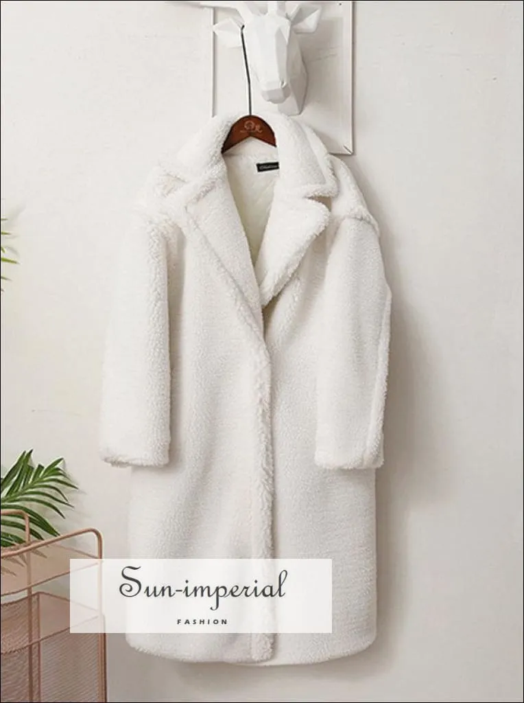 Women Winter Faux Fur Teddy Coat over Sized Solid Color Long Fur Coats Fluffy Jacket