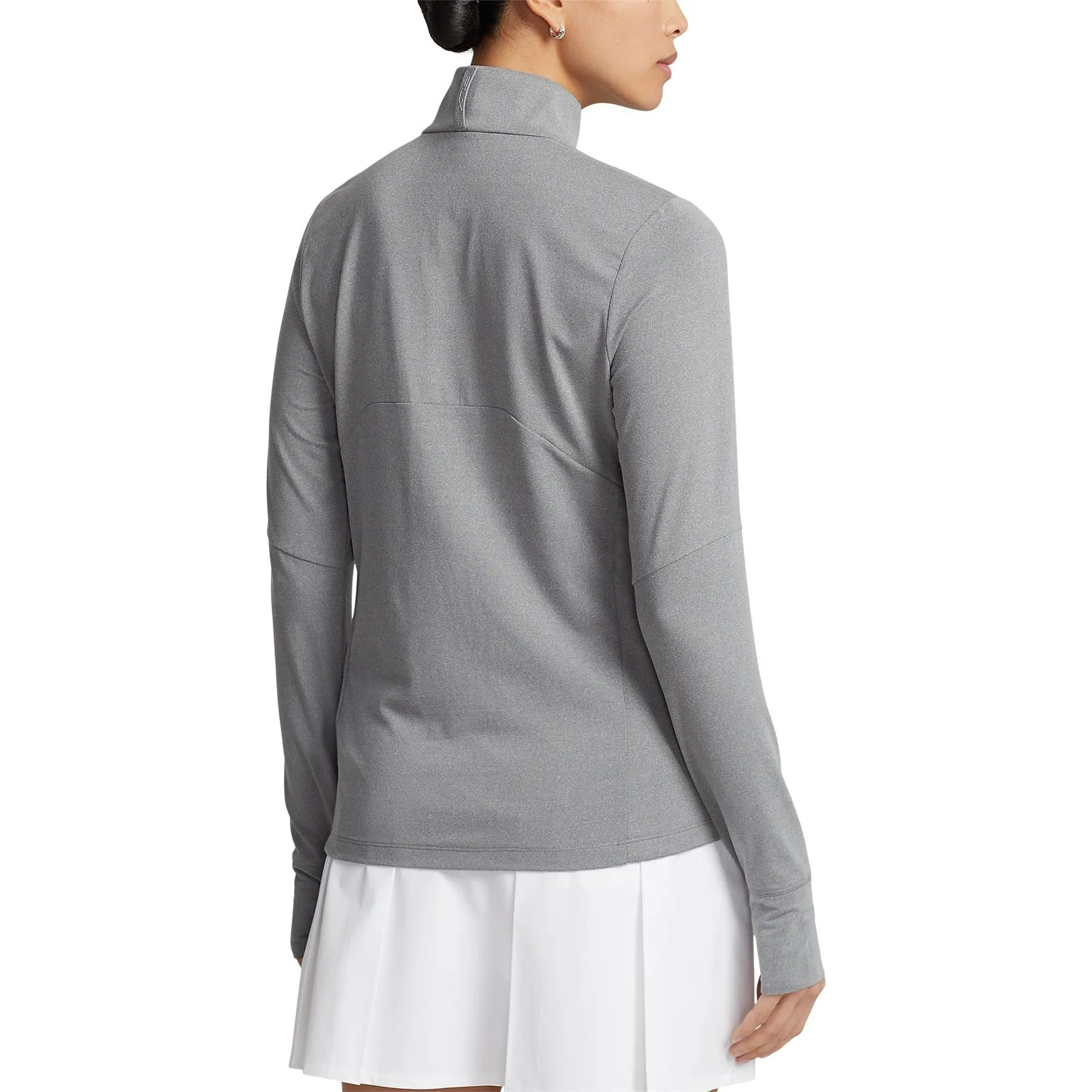 Womens LS Stretch Peached Jersey UV Quarter Zip Pullover Steel Heather/Chic Cream - AW23